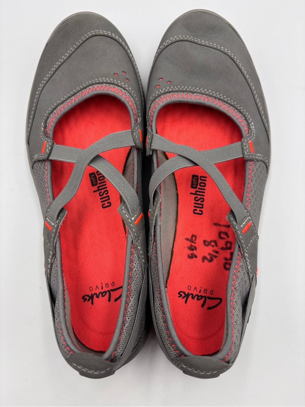 Privo by Clarks Aria Mary Jane Shoes Womens 8.5M Comfort Straps Gray Leather NEW - Picture 6 of 9